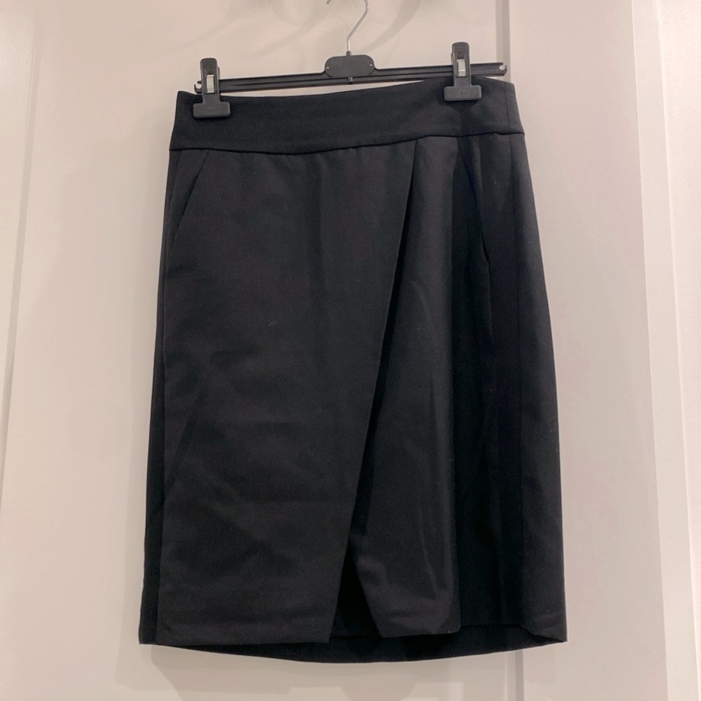 J. Crew black wool blend tuxedo skirt